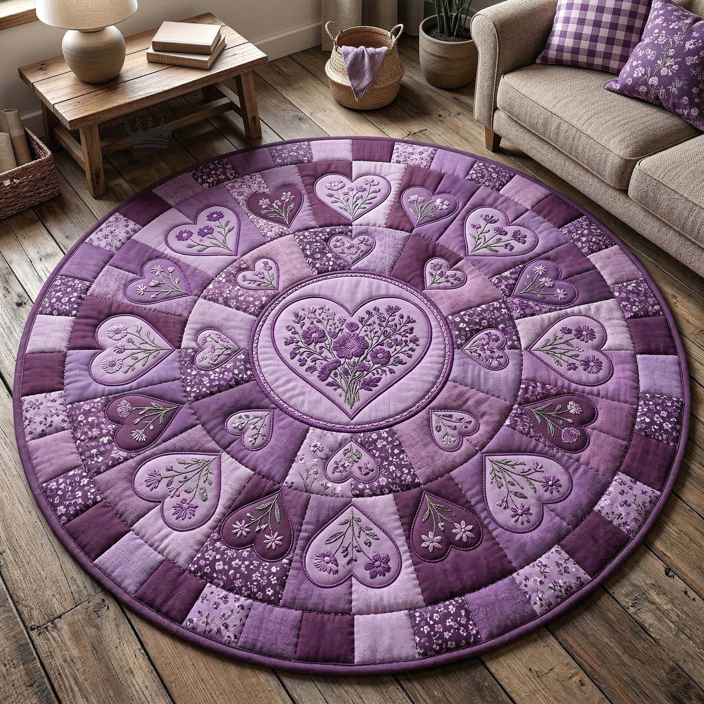 Flower Patchwork Quilted Round Mat GFTOTP18300