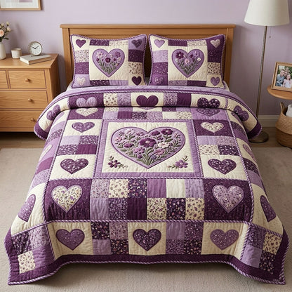 Flower Patchwork 3-Piece Quilted Bedding Set GFTOTP18305