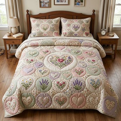Flower Patchwork 3-Piece Quilted Bedding Set GFTOTP18306