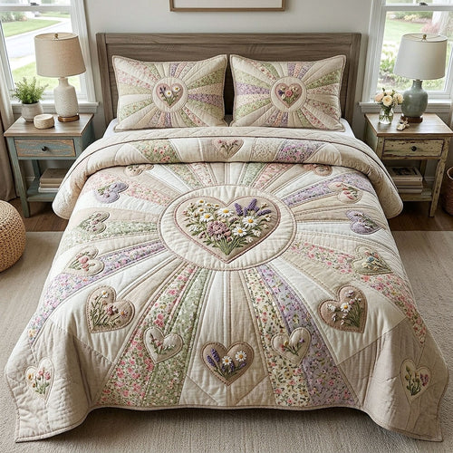 Flower Patchwork 3-Piece Quilted Bedding Set GFTOTP18308