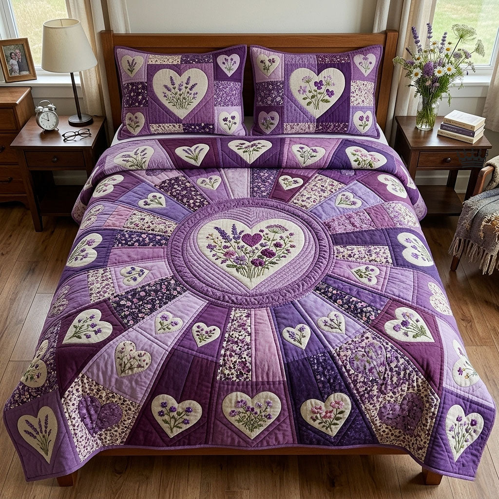 Flower Patchwork 3-Piece Quilted Bedding Set GFTOTP18309