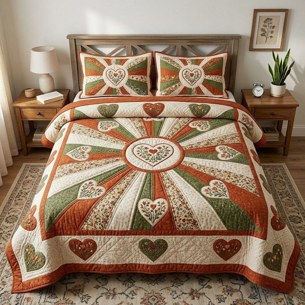 Flower Patchwork 3-Piece Quilted Bedding Set GFTOTP18310