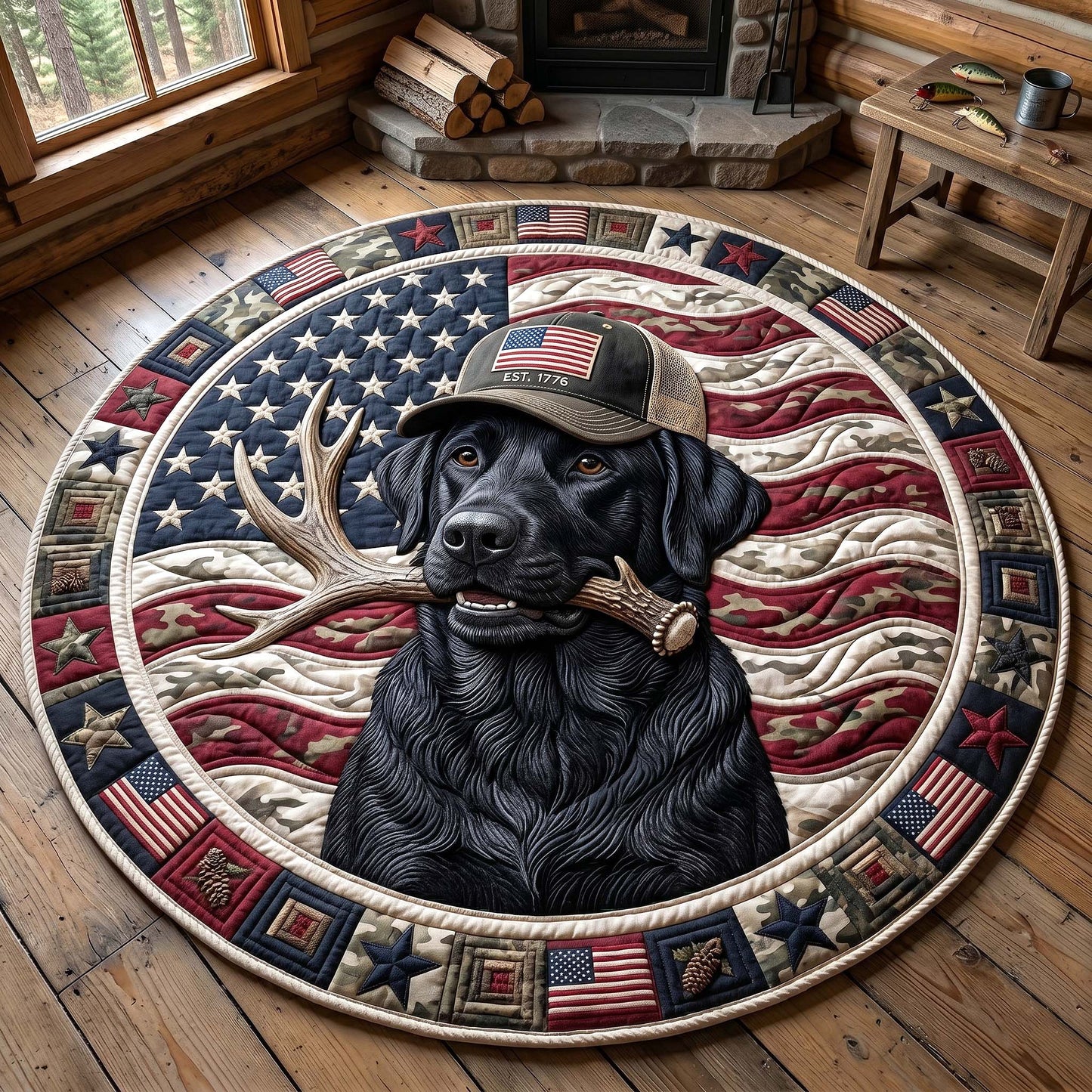 Hunting Lab Quilted Round Mat GFTOTP18679