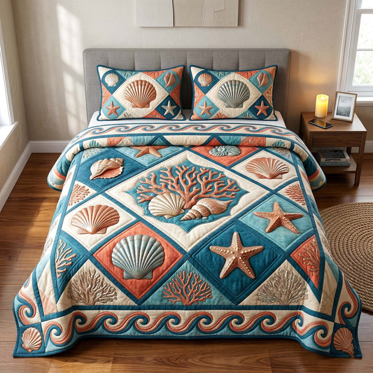 Coastal Whisper 3-Piece Quilted Bedding Set GFTOTP18724