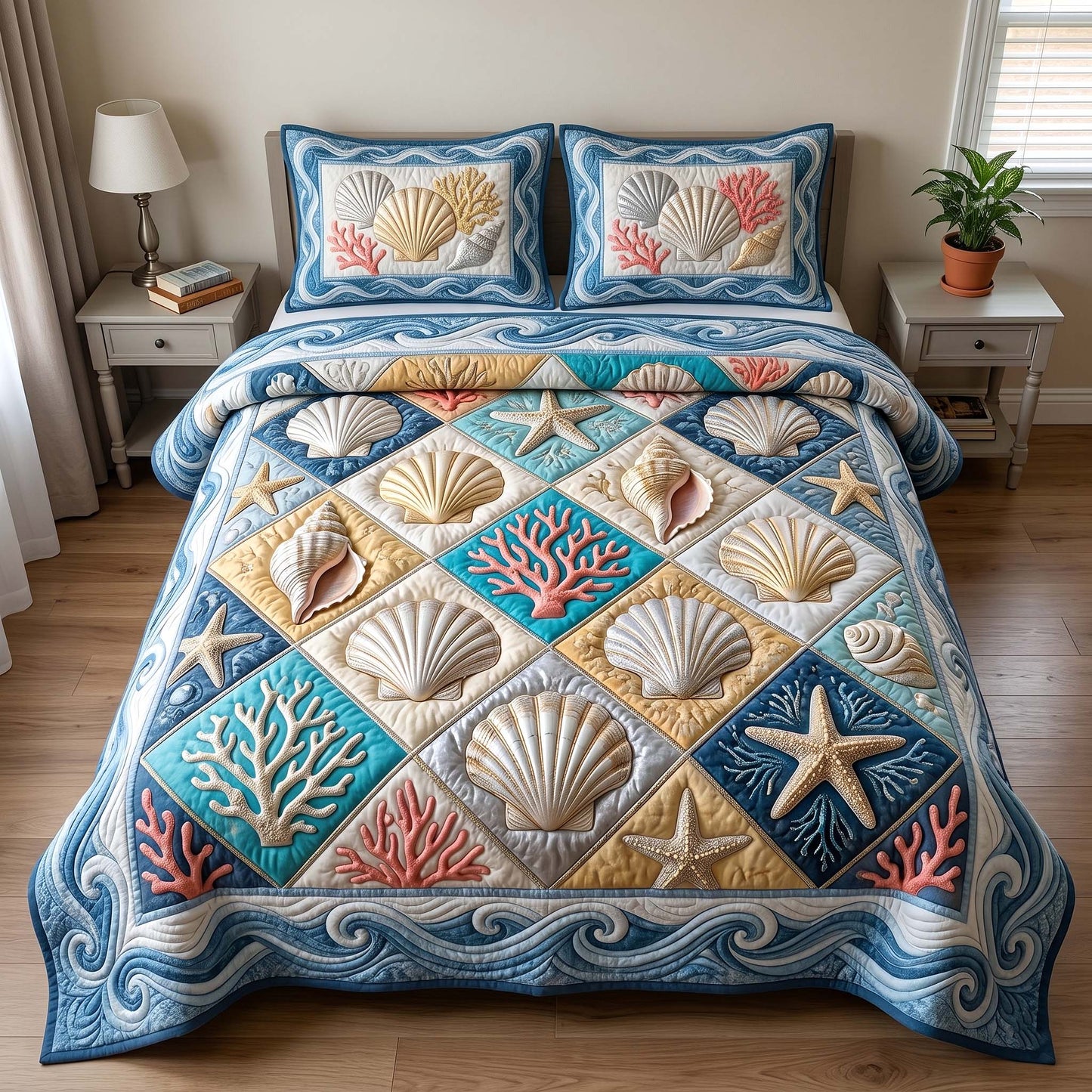 Coastal Whisper 3-Piece Quilted Bedding Set GFTOTP18725