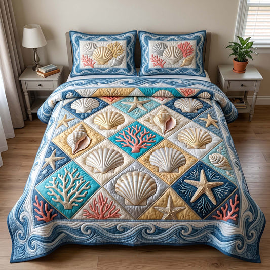Coastal Whisper 3-Piece Quilted Bedding Set GFTOTP18725