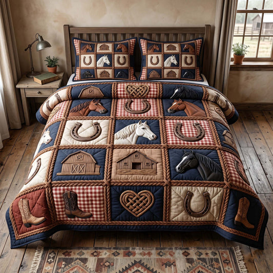 Prairie Horse 3-Piece Quilted Bedding Set GFTOTP18866