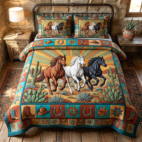 Prairie Horse 3-Piece Quilted Bedding Set GFTOTP18867