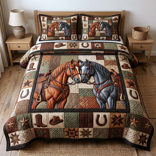 Prairie Horse 3-Piece Quilted Bedding Set GFTOTP18868