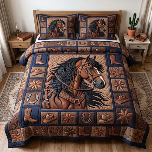 Prairie Horse 3-Piece Quilted Bedding Set GFTOTP18870