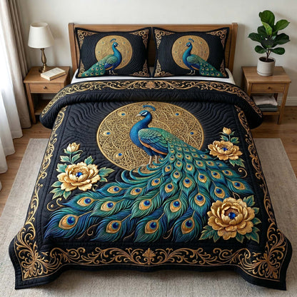 Peacock Majesty 3-Piece Quilted Bedding Set GFTOTP18945