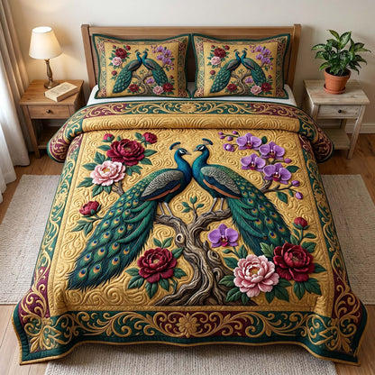 Peacock Majesty 3-Piece Quilted Bedding Set GFTOTP18946