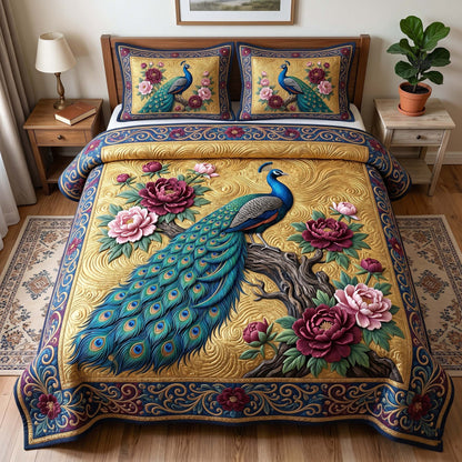 Peacock Majesty 3-Piece Quilted Bedding Set GFTOTP18947
