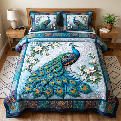 Peacock Majesty 3-Piece Quilted Bedding Set GFTOTP18948