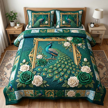 Peacock Majesty 3-Piece Quilted Bedding Set GFTOTP18949