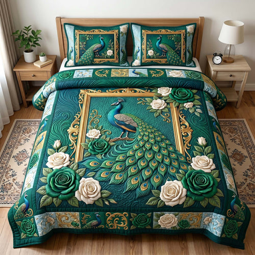 Peacock Majesty 3-Piece Quilted Bedding Set GFTOTP18949