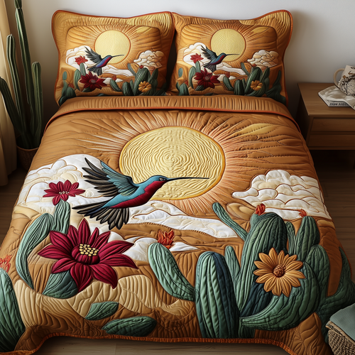 Southwest Spiritual Hummingbird 3-Piece Quilted Bedding Set GFTOTP1902