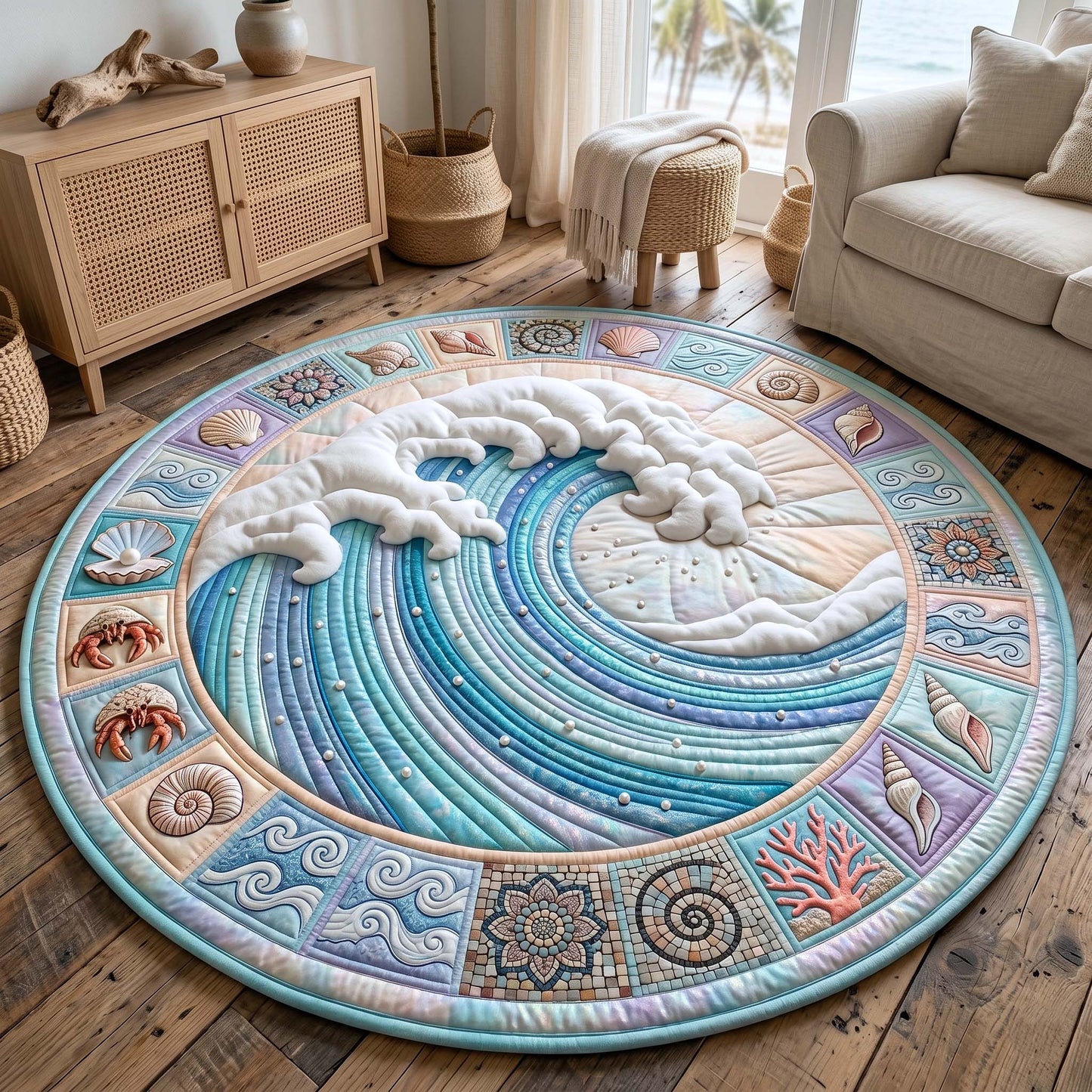 Coastal Whisper Quilted Round Mat GFTOTP19149