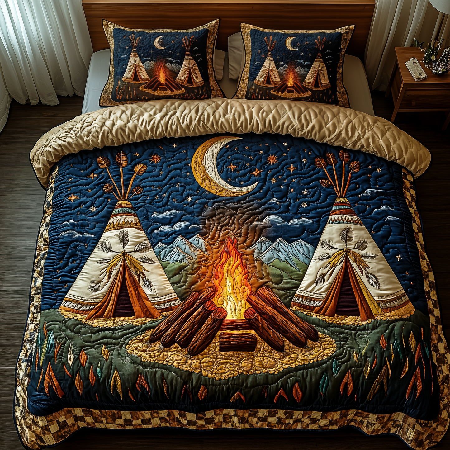Native American Tent 3-Piece Quilted Bedding Set GFTOTP1923