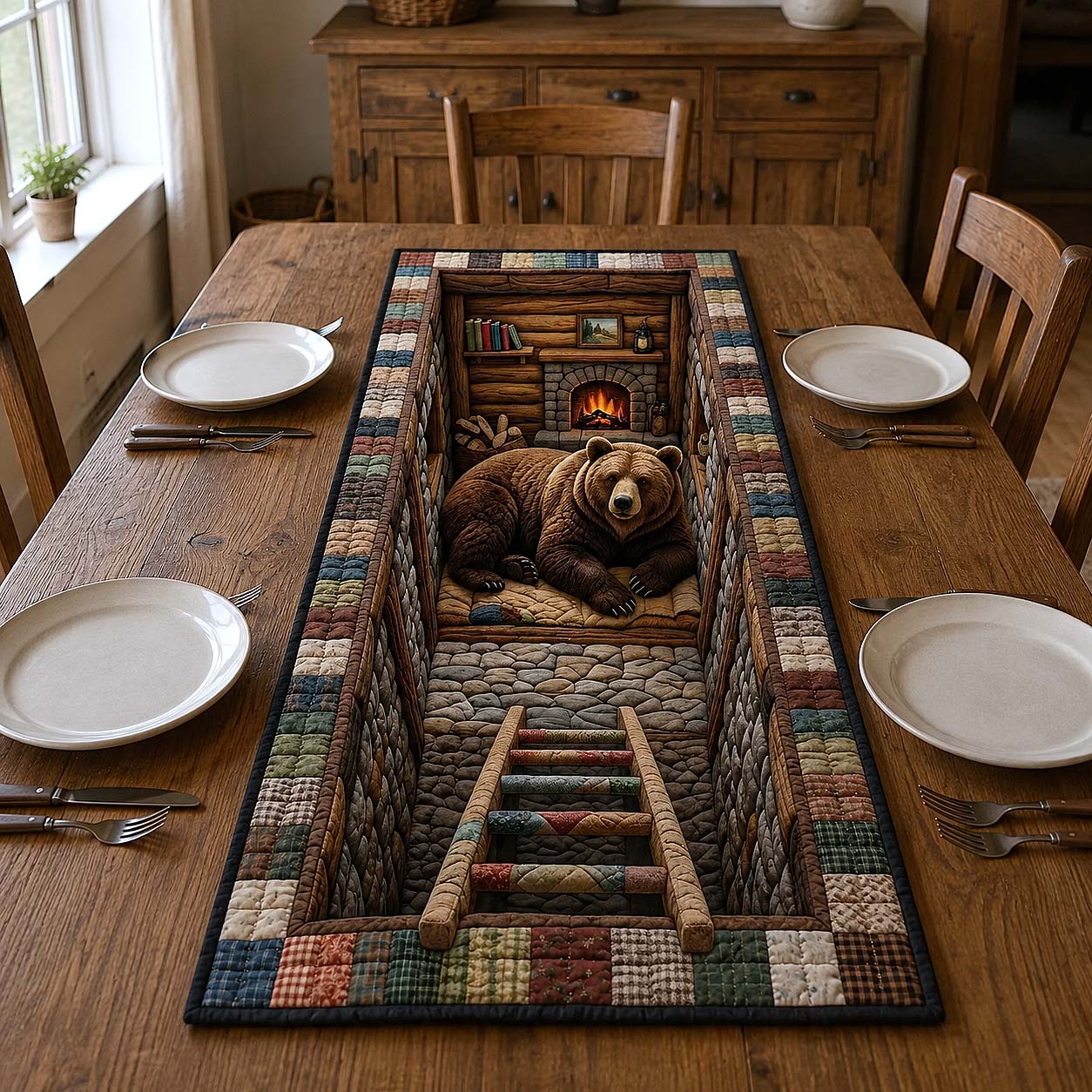 Rustic Guardian Quilted Table Runner GFTOTP19254