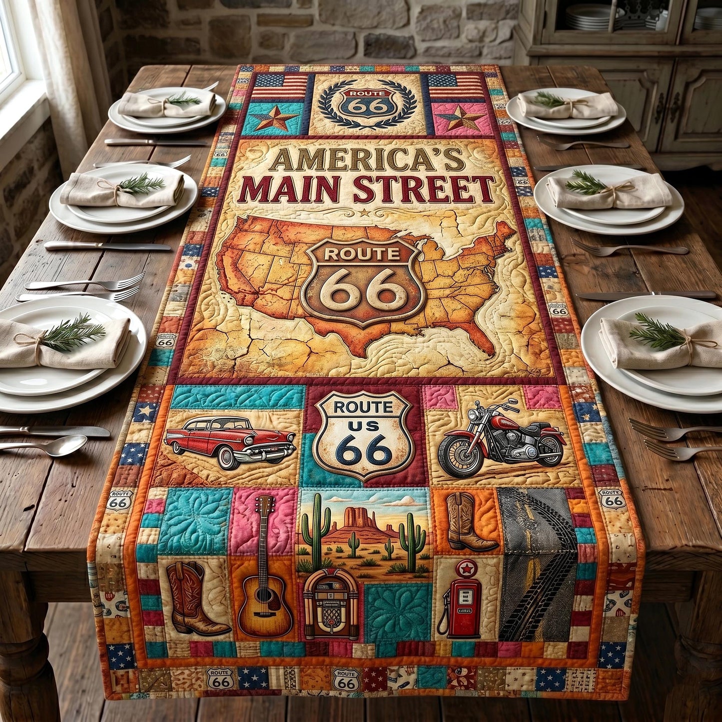 Route 66 Centennial Quilted Table Runner GFTOTP19291