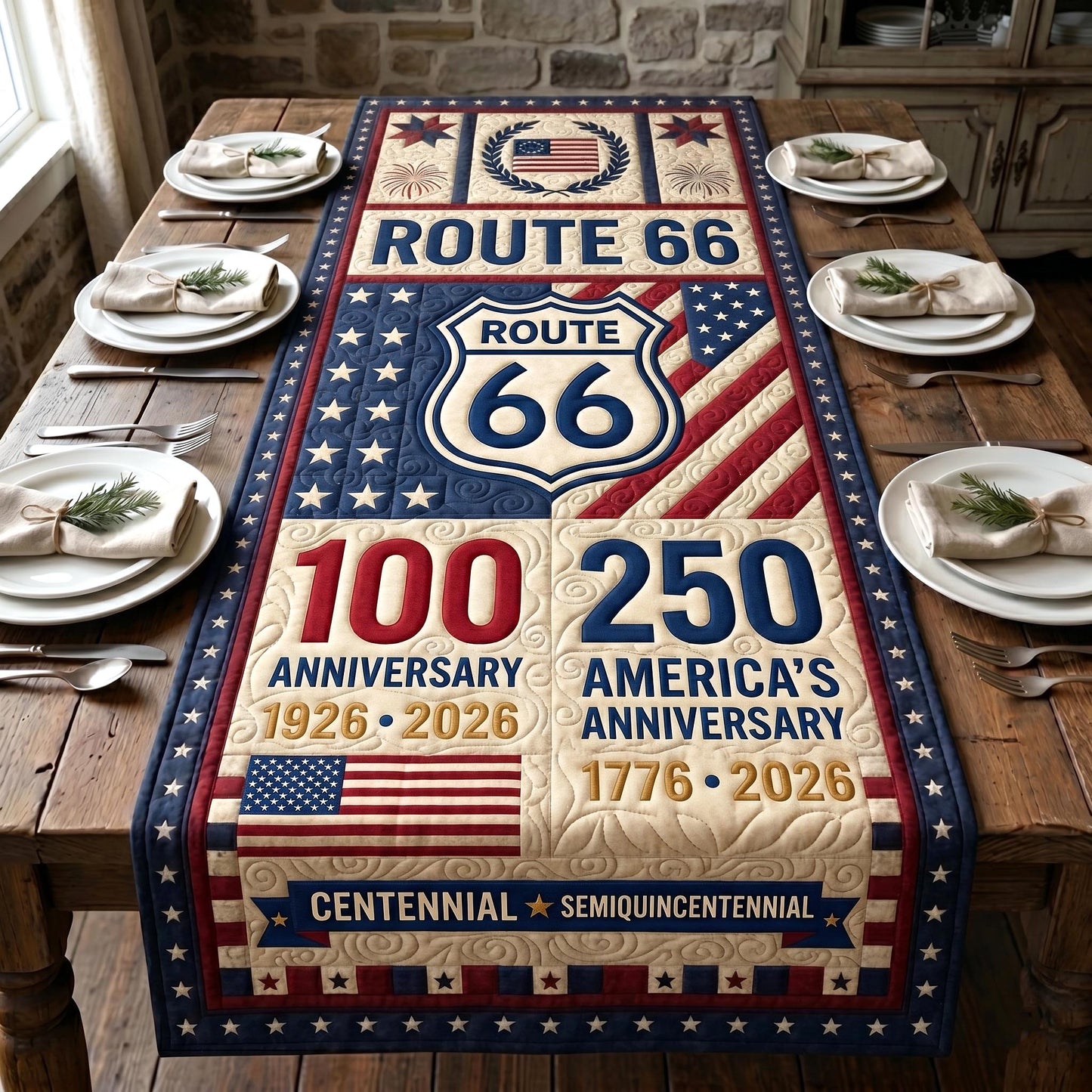 Route 66 Centennial Quilted Table Runner GFTOTP19293