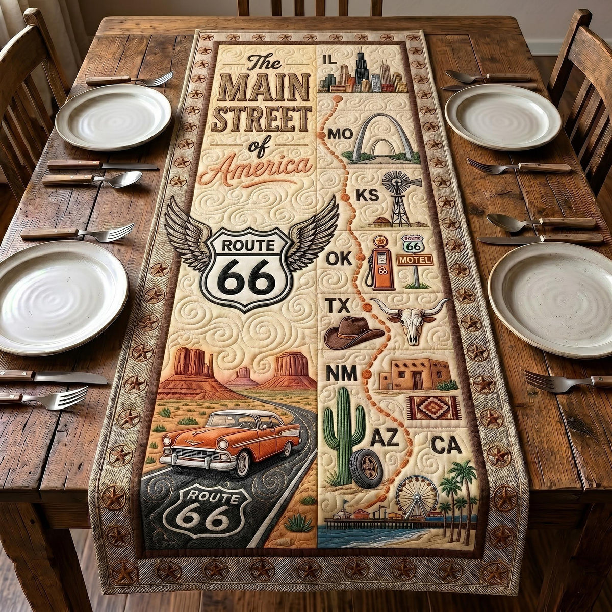Route 66 Centennial Quilted Table Runner GFTOTP19294