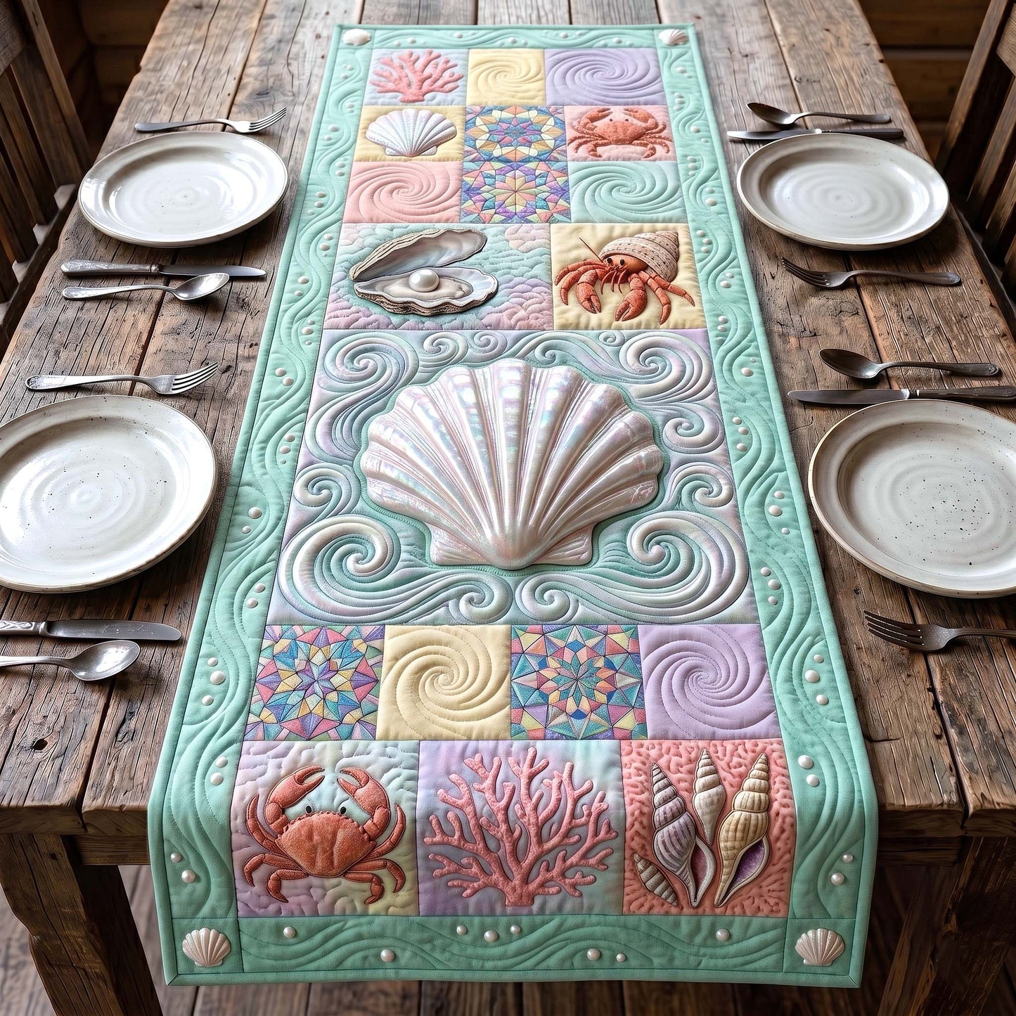 Coastal Whisper Quilted Table Runner GFTOTP19369