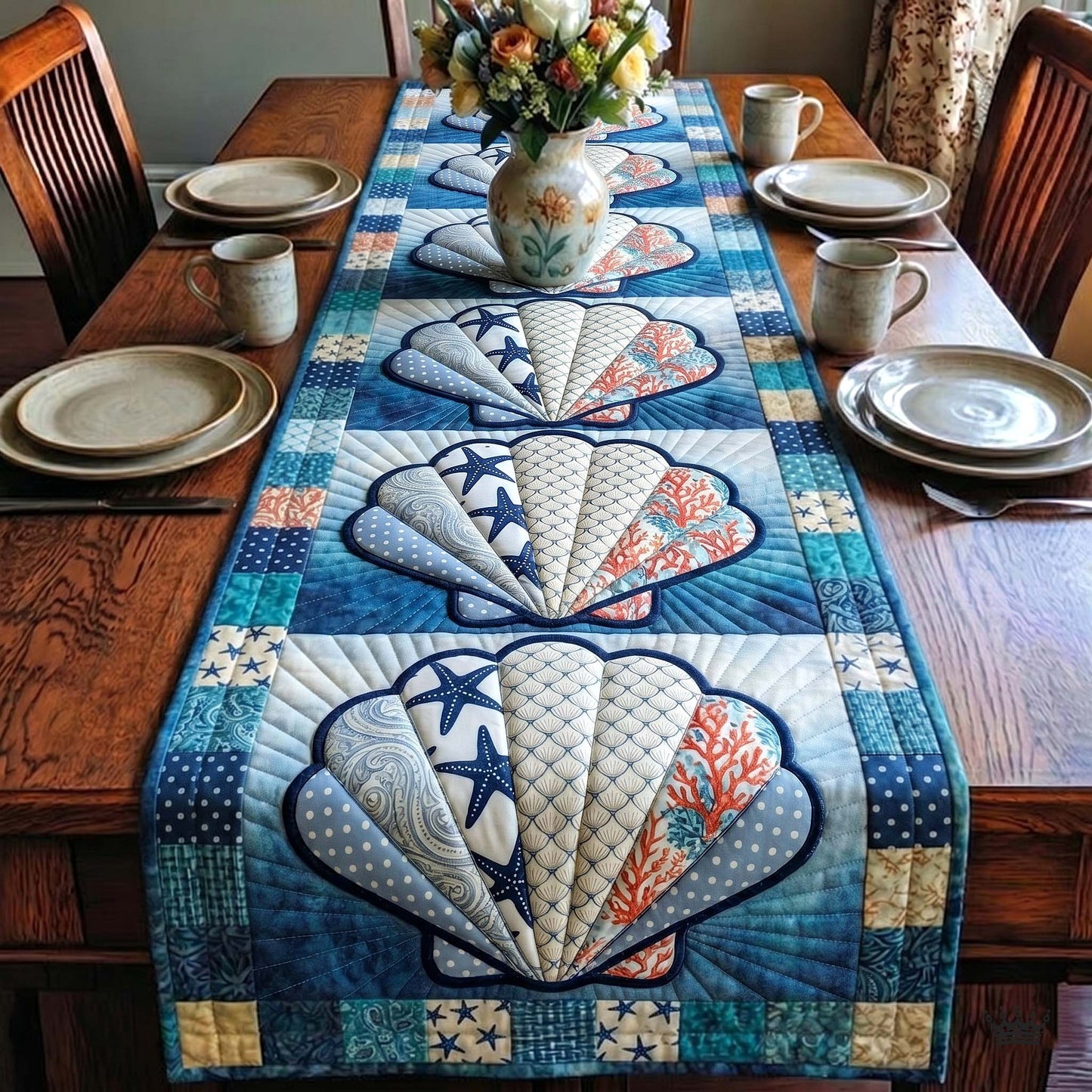 Coastal Whisper Quilted Table Runner GFTOTP19371
