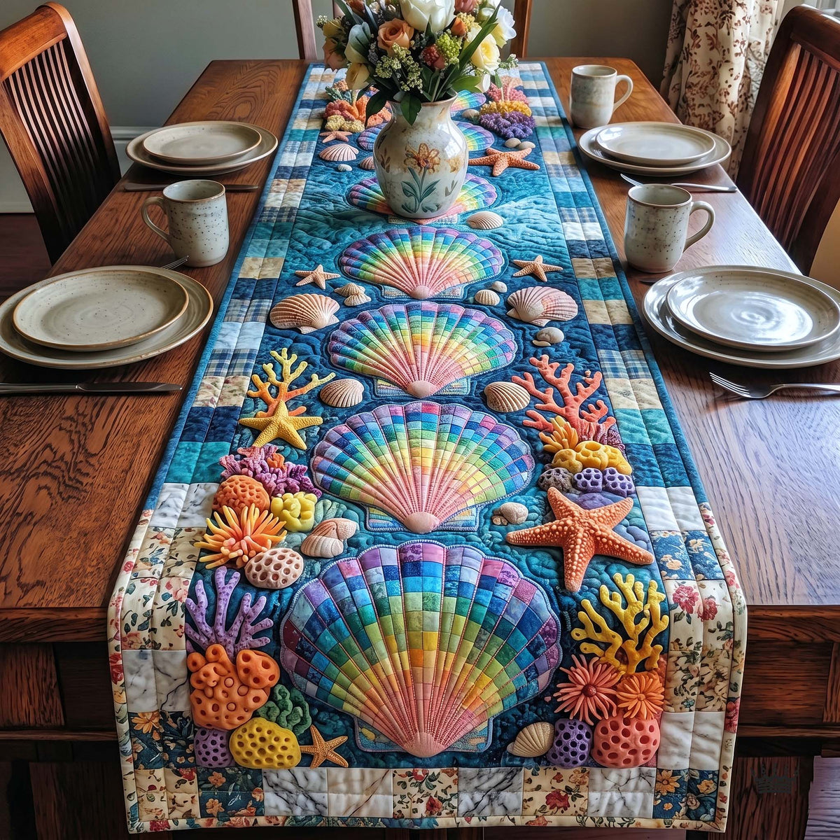 Coastal Whisper Quilted Table Runner GFTOTP19372