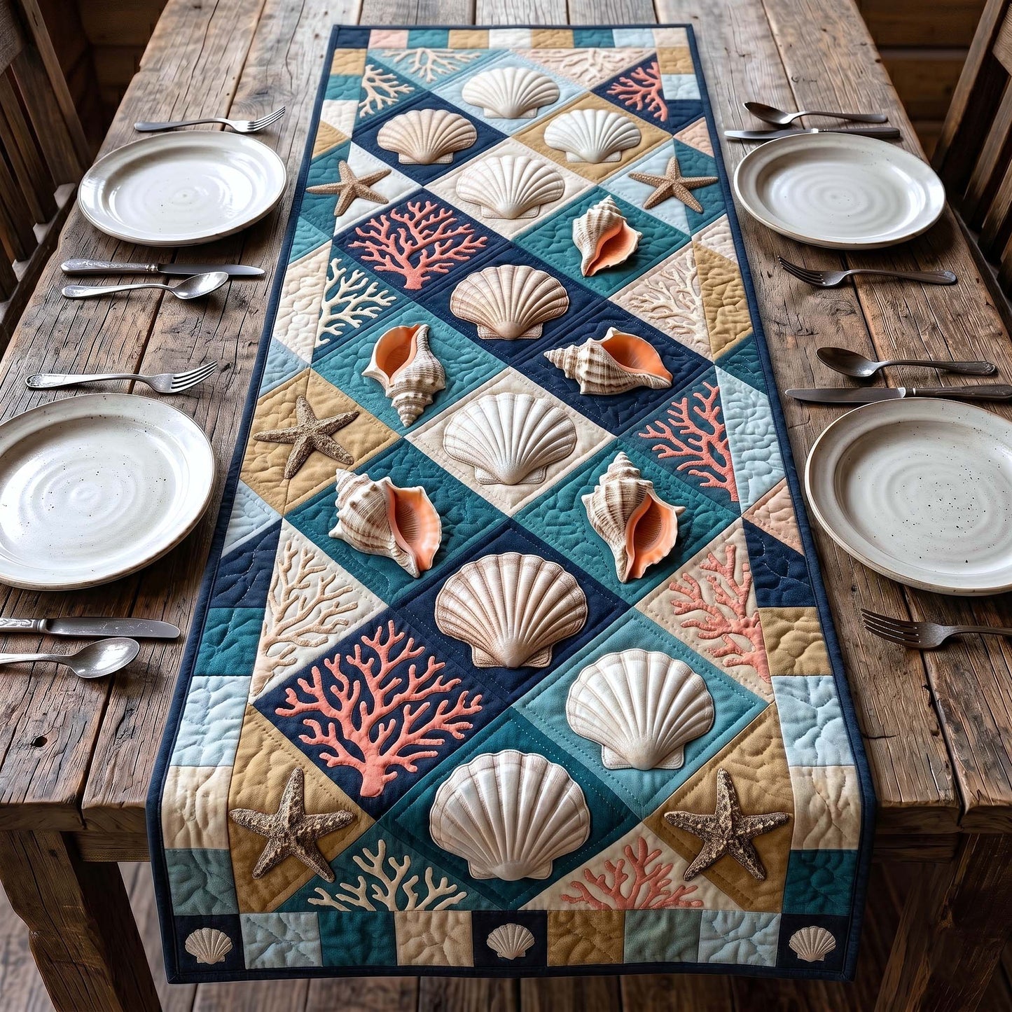 Coastal Whisper Quilted Table Runner GFTOTP19373