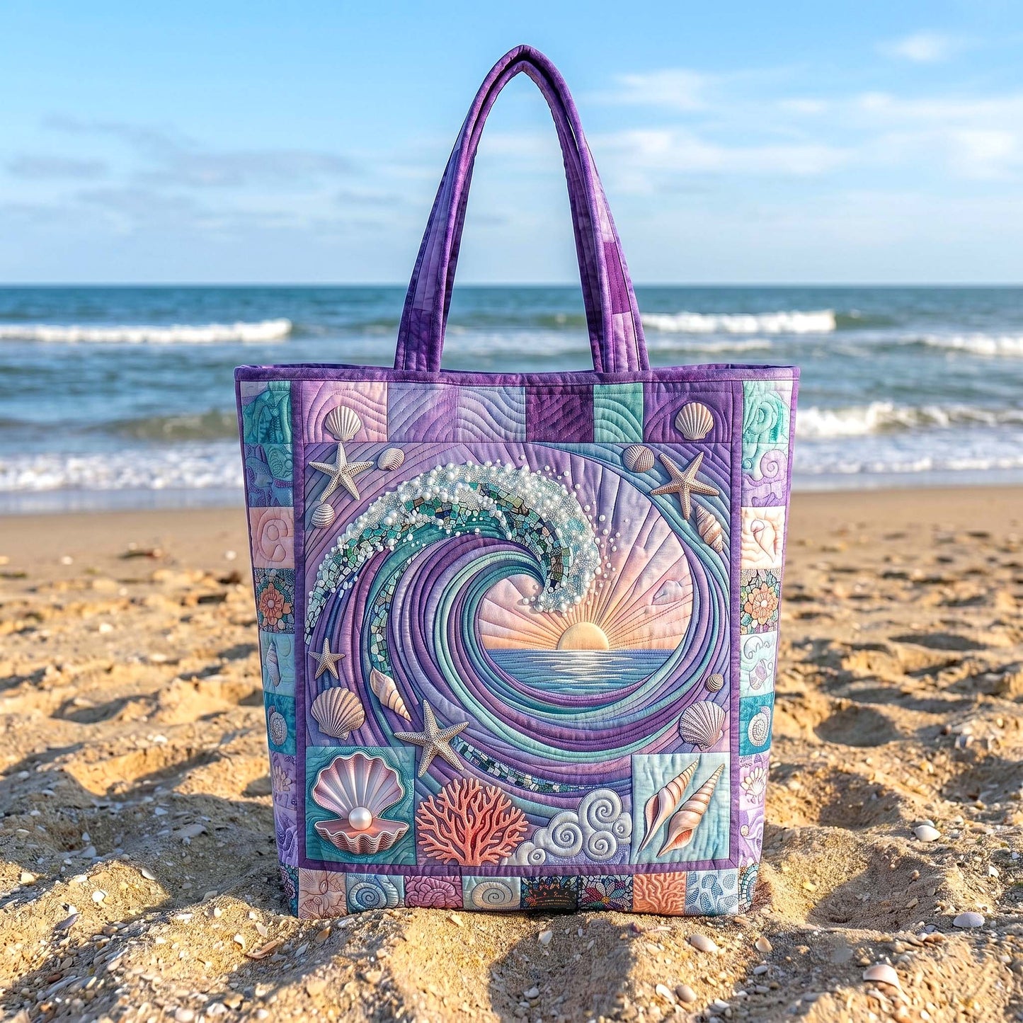 Coastal Whisper Quilted Tote Bag GFTOTP19375