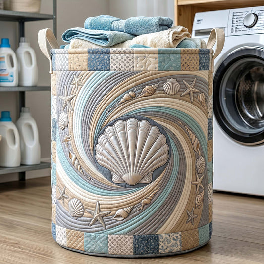 Coastal Whisper Quilted Laundry Basket GFTOTP19488