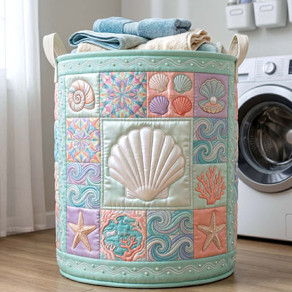 Coastal Whisper Quilted Laundry Basket GFTOTP19490