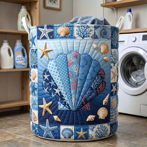 Coastal Whisper Quilted Laundry Basket GFTOTP19492