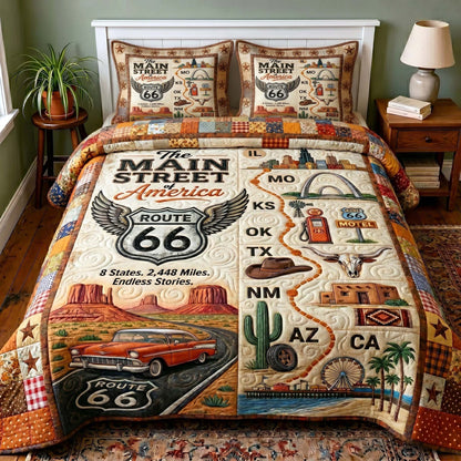 Mother Road 3-Piece Quilted Bedding Set GFTOTP19511