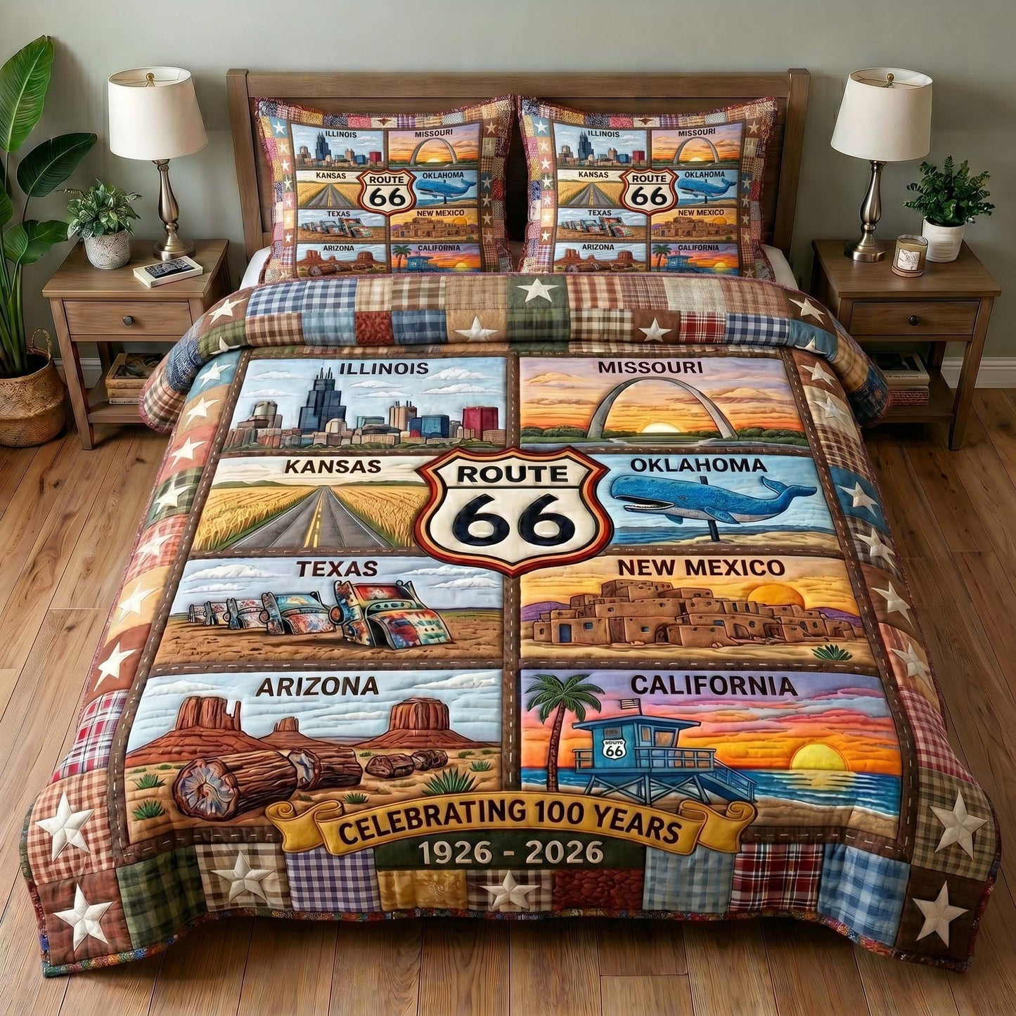 Mother Road 3-Piece Quilted Bedding Set GFTOTP19512