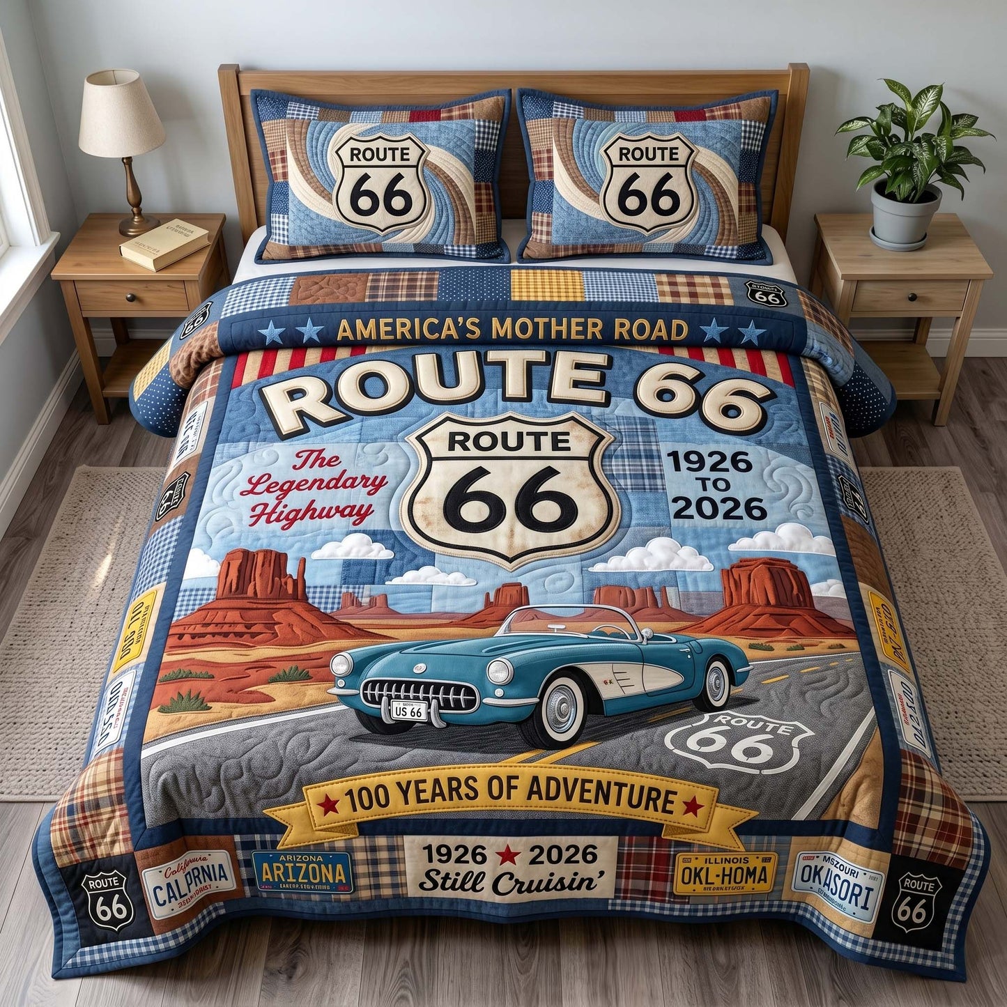 Mother Road 3-Piece Quilted Bedding Set GFTOTP19513