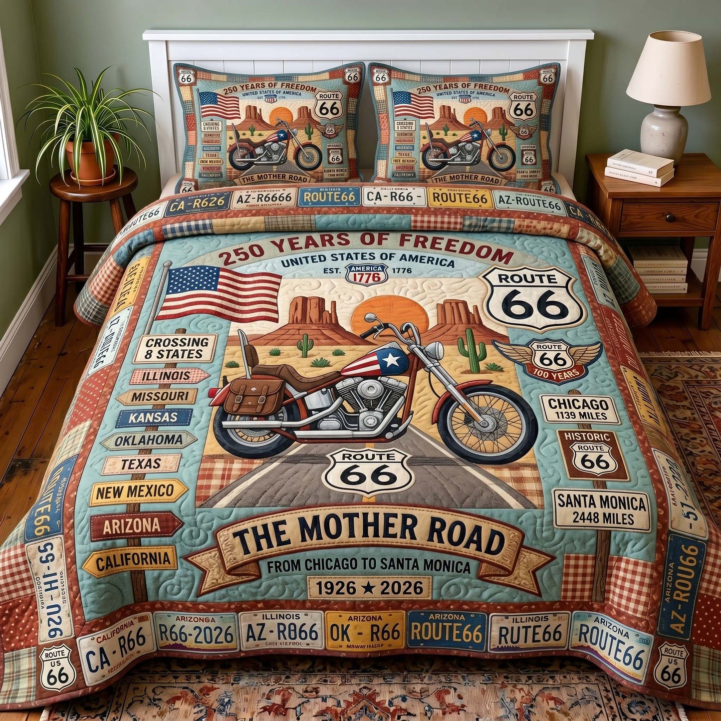 Mother Road 3-Piece Quilted Bedding Set GFTOTP19515