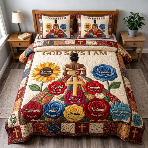 Melanin Grace 3-Piece Quilted Bedding Set GFTOTP19564