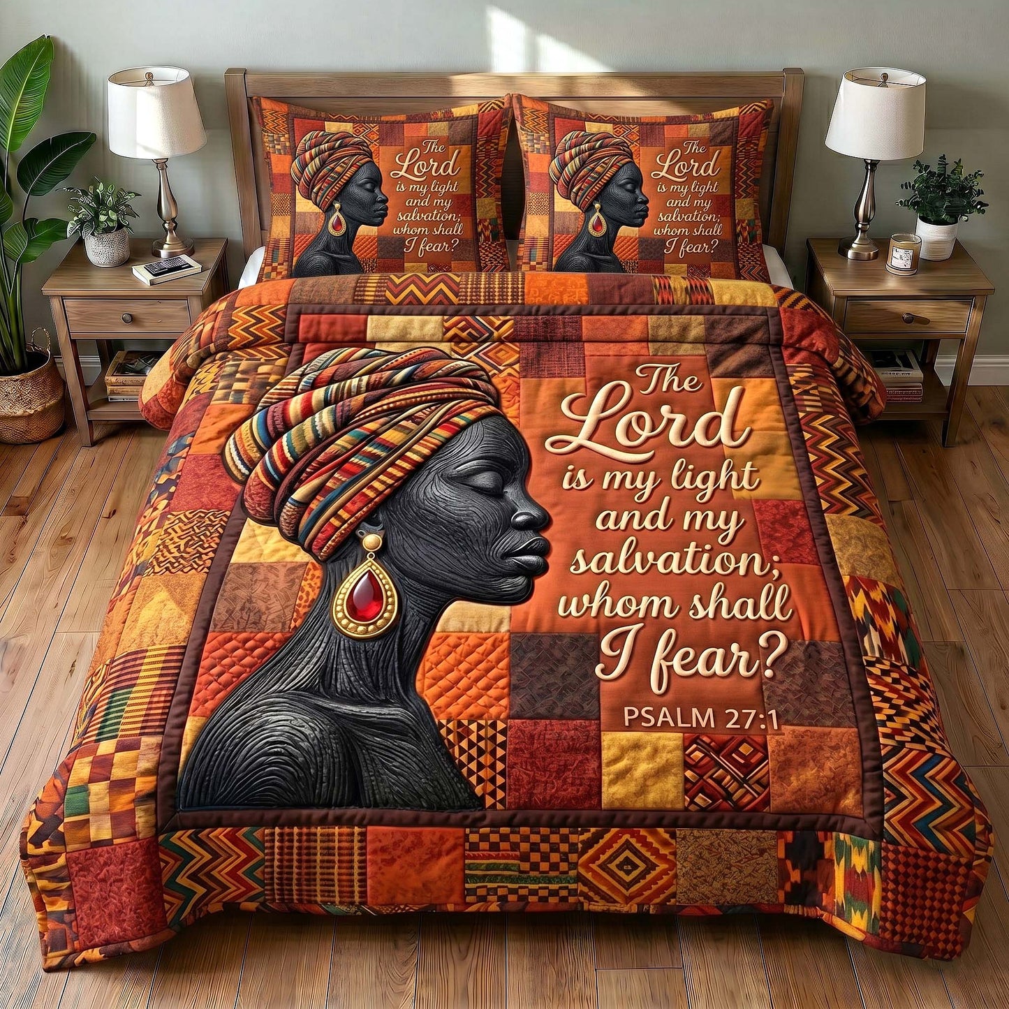 Melanin Grace 3-Piece Quilted Bedding Set GFTOTP19566