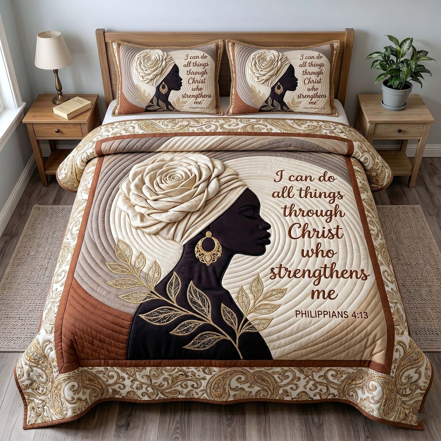 Melanin Grace 3-Piece Quilted Bedding Set GFTOTP19568