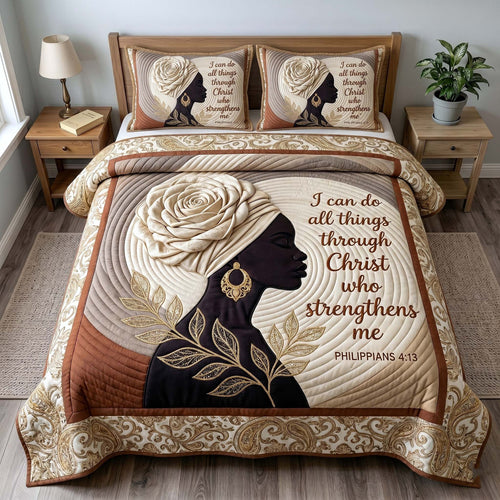 Melanin Grace 3-Piece Quilted Bedding Set GFTOTP19568
