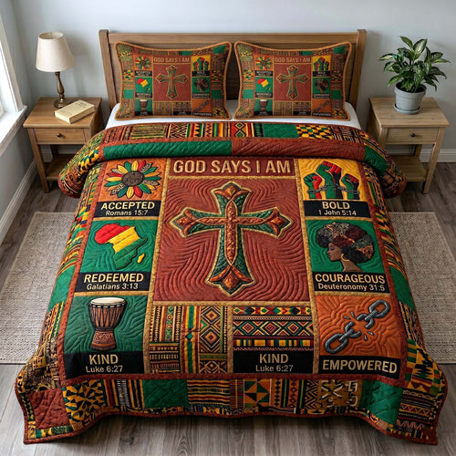 Melanin Grace 3-Piece Quilted Bedding Set GFTOTP19569