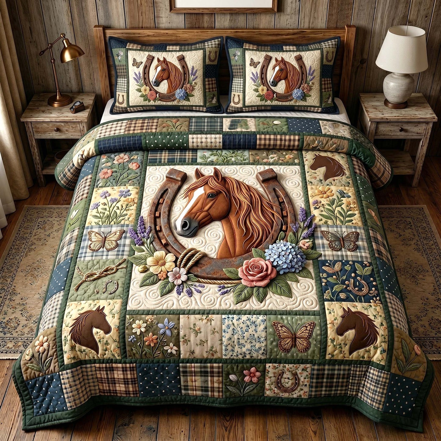 Floral Mustang 3-Piece Quilted Bedding Set GFTOTP19581