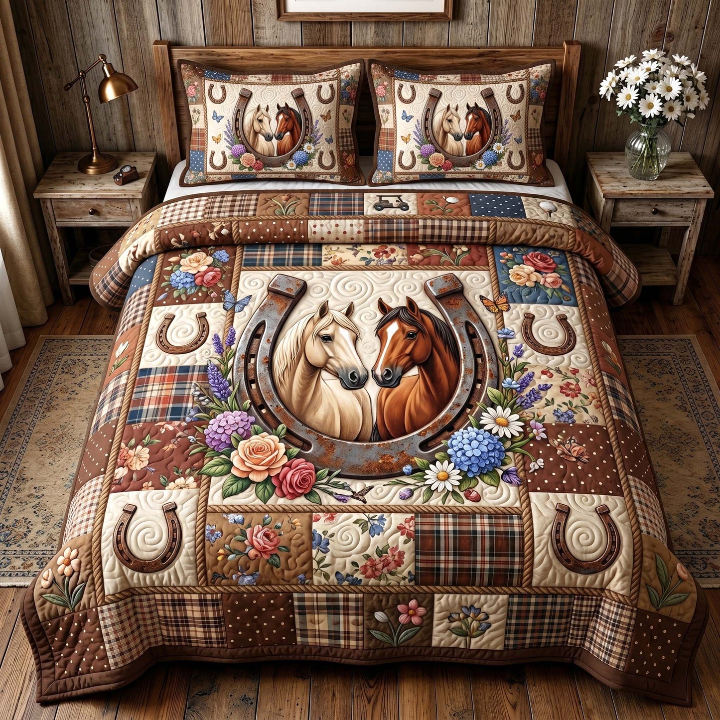 Floral Mustang 3-Piece Quilted Bedding Set GFTOTP19582