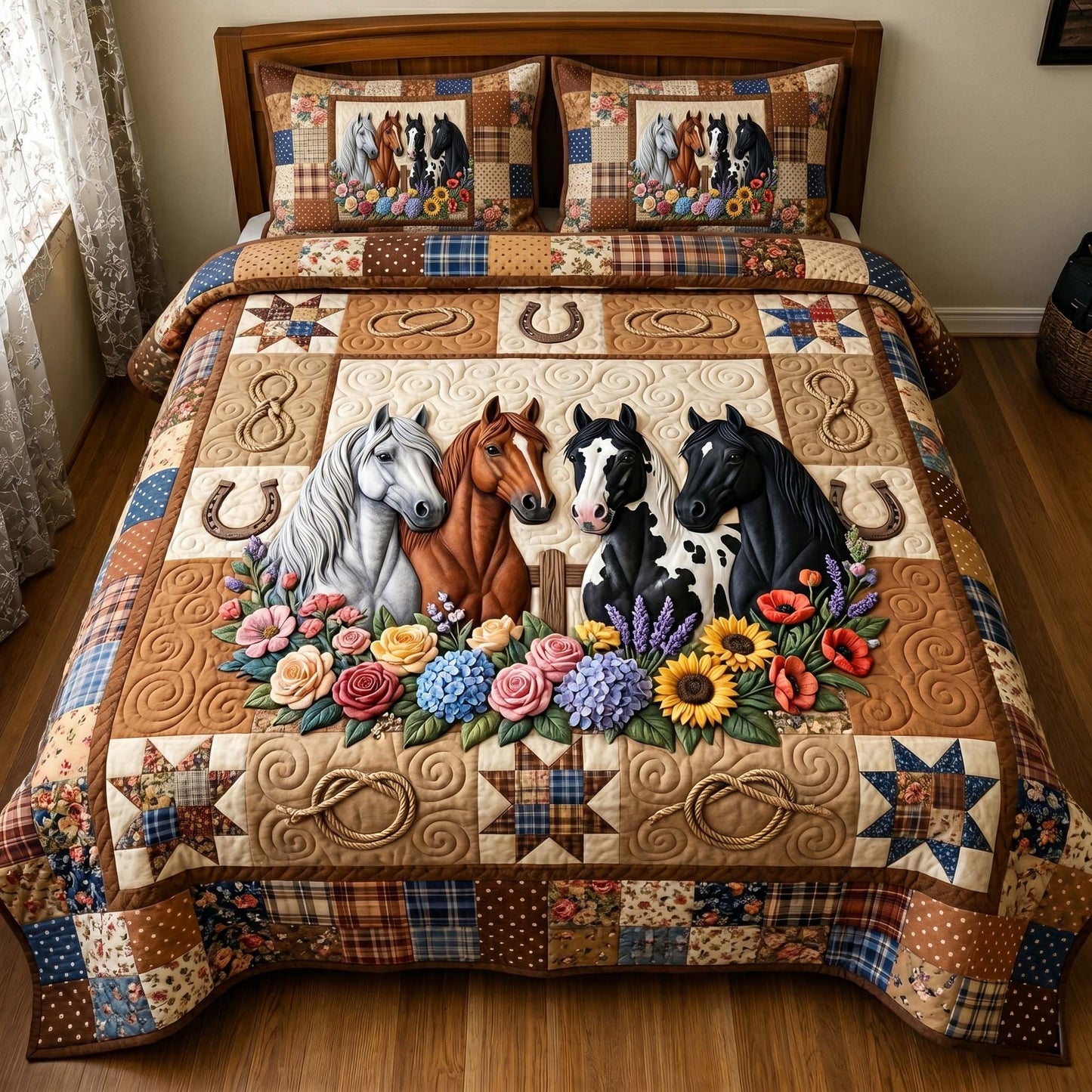 Floral Mustang 3-Piece Quilted Bedding Set GFTOTP19584