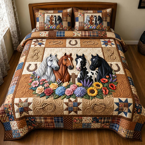 Floral Mustang 3-Piece Quilted Bedding Set GFTOTP19584