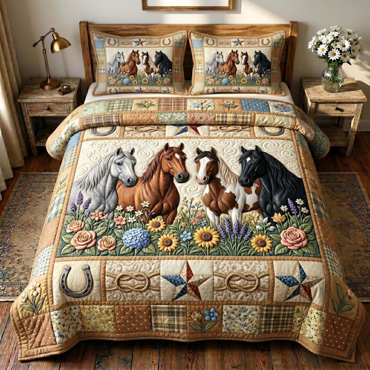Floral Mustang 3-Piece Quilted Bedding Set GFTOTP19585