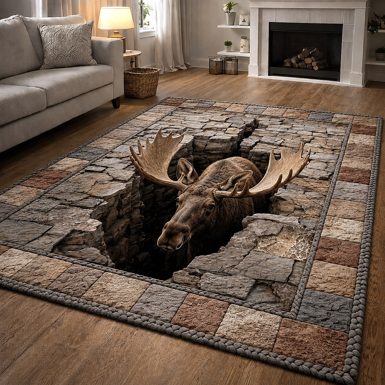 Rustic Moose Area Rug GFTOTP19648